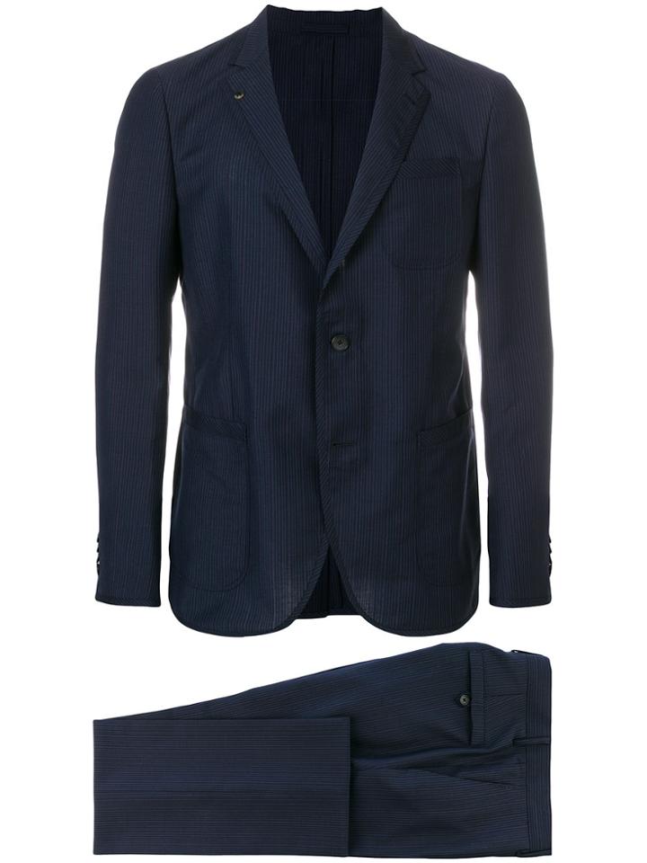 Salvatore Ferragamo Striped Single-breasted Suit - Blue
