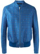 Alexander Mcqueen Printed Bomber Jacket, Men's, Size: 46, Blue, Cotton/viscose/wool/nylon