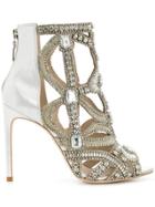 Sophia Webster Rhinestone Embellished Open Toe Sandals - Metallic