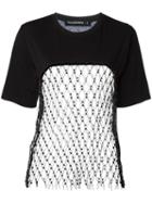 Filles A Papa Mesh Panel T-shirt, Women's, Size: Ii, Black, Cotton/polyester/sheep Skin/shearling