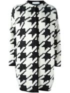 Gianluca Capannolo Houndstooth Pattern Cardi-coat, Women's, Size: Xs, Black, Nylon/polyester/viscose/virgin Wool