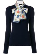 Tory Burch Crew-neck Jumper With Foulard - Blue