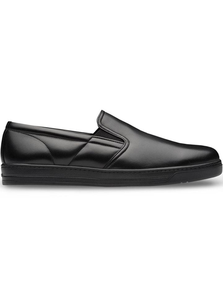 Prada Leather Slip-on Sneakers - Black
