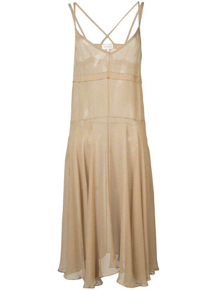 Lee Mathews - V'neck Slip Dress - Women - Silk - 0, Women's, Nude/neutrals, Silk