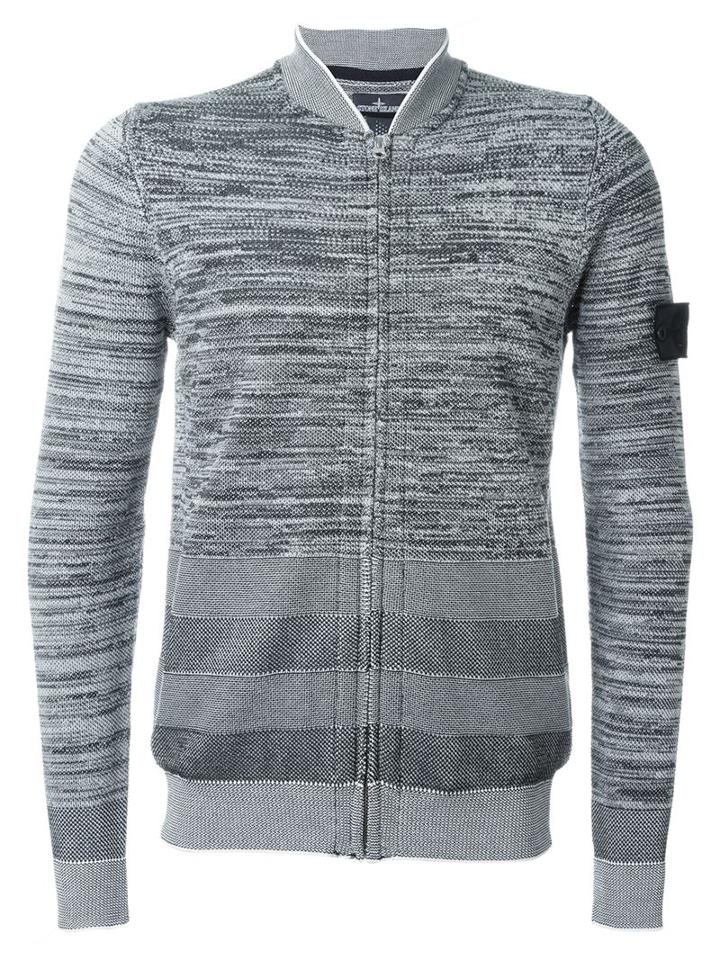 Stone Island Shadow Project Shawl Collar Zipped Cardigan, Men's, Size: M, Grey, Cotton/polyester