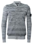Stone Island Shadow Project Shawl Collar Zipped Cardigan, Men's, Size: M, Grey, Cotton/polyester