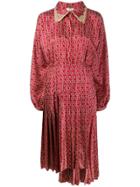 Fendi Grille Royal Print Twill Dress - Red