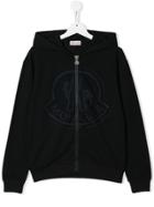Moncler Kids Logo Embossed Hoodie - Blue