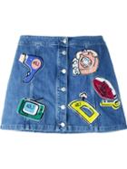 Au Jour Le Jour Sequin Patch Denim Skirt