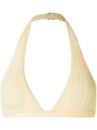Peony Ribbed Halter-neck Bikini Top - Yellow