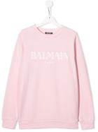 Balmain Kids Teen Logo Print Sweatshirt - Pink