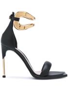 Alexander Mcqueen Gold-tone Contrast Sandals - Black