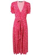 Andamane Floral Print Midi Dress - Red