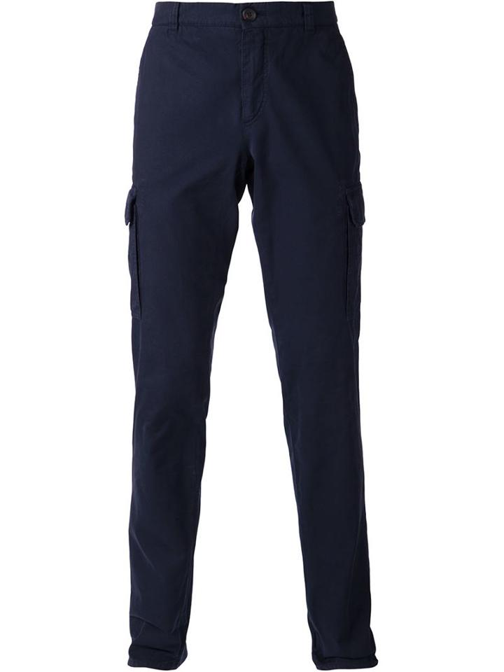Brunello Cucinelli Slim Fit Cargo Pants, Men's, Size: 46, Blue, Cotton