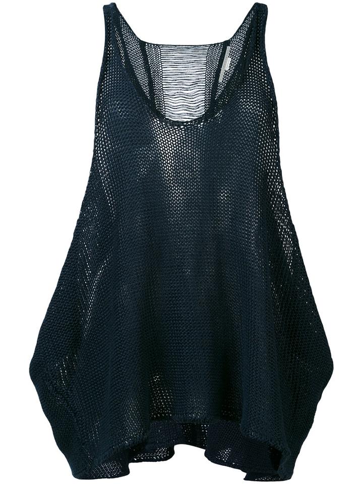 Stella Mccartney - Distressed Knit Vest - Women - Linen/flax - 38, Women's, Blue, Linen/flax
