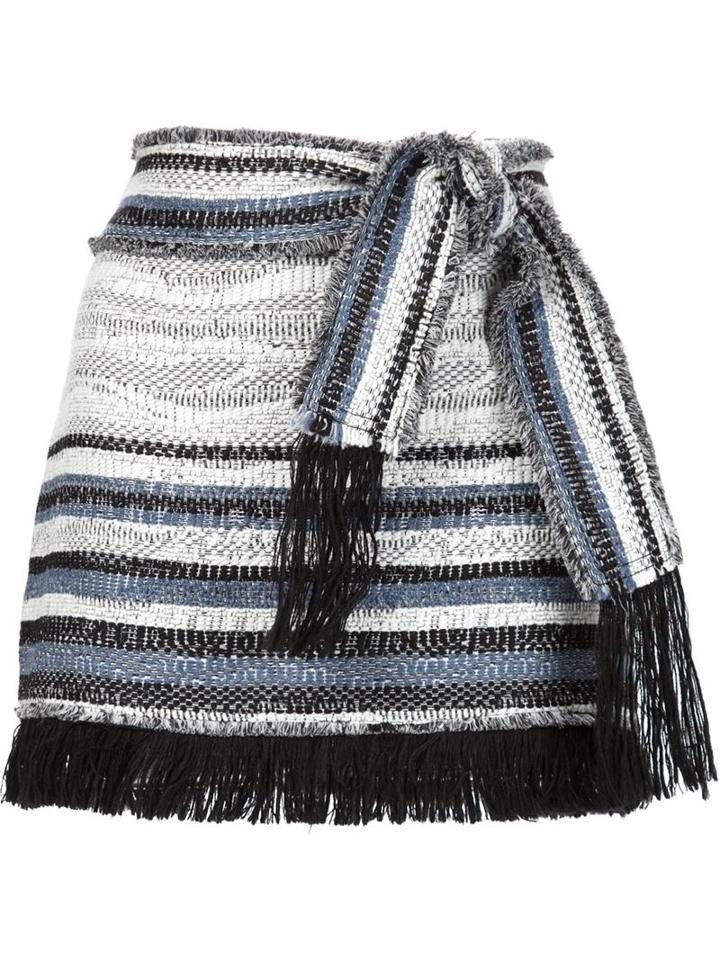 Derek Lam 10 Crosby Frayed Hem Striped Skirt
