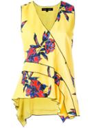 Proenza Schouler Sleeveless Floral Print Top, Women's, Size: 2, Yellow/orange, Silk