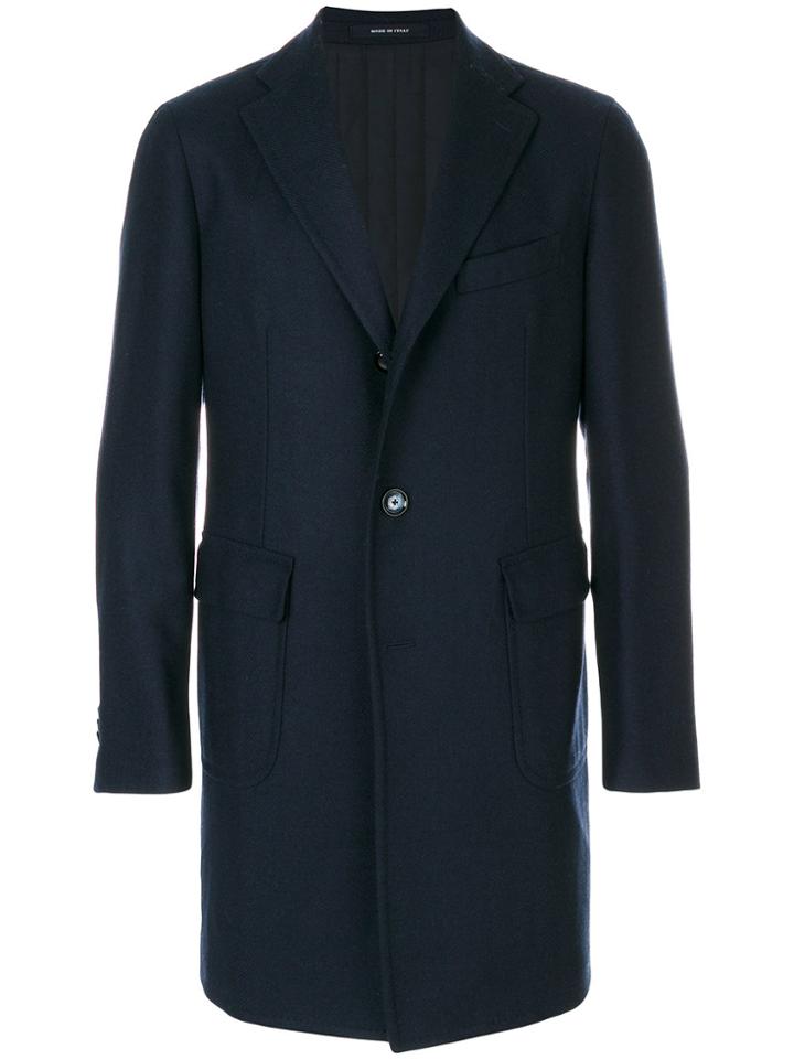 Tagliatore Longline Single Breasted Coat - Blue