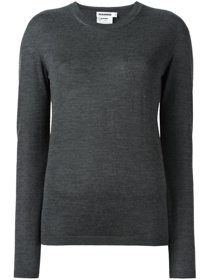 Jil Sander Crew Neck Jumper, Women's, Size: 34, Grey, Silk/cashmere