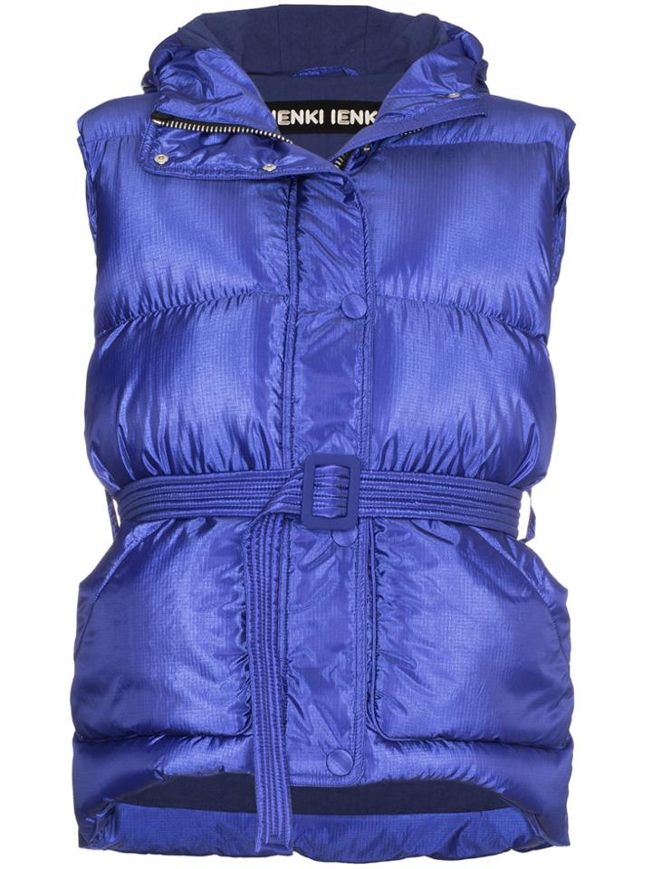 Ienki Ienki Belted Puffer Vest With Hood - Blue