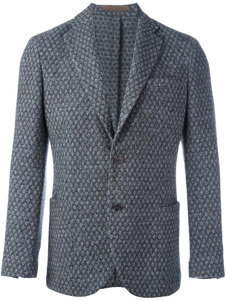 Eleventy Patterned Single Button Blazer