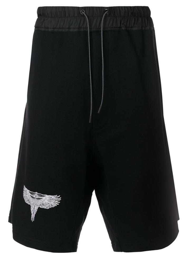 Marcelo Burlon County Of Milan Eagle Print Track Shorts - Black