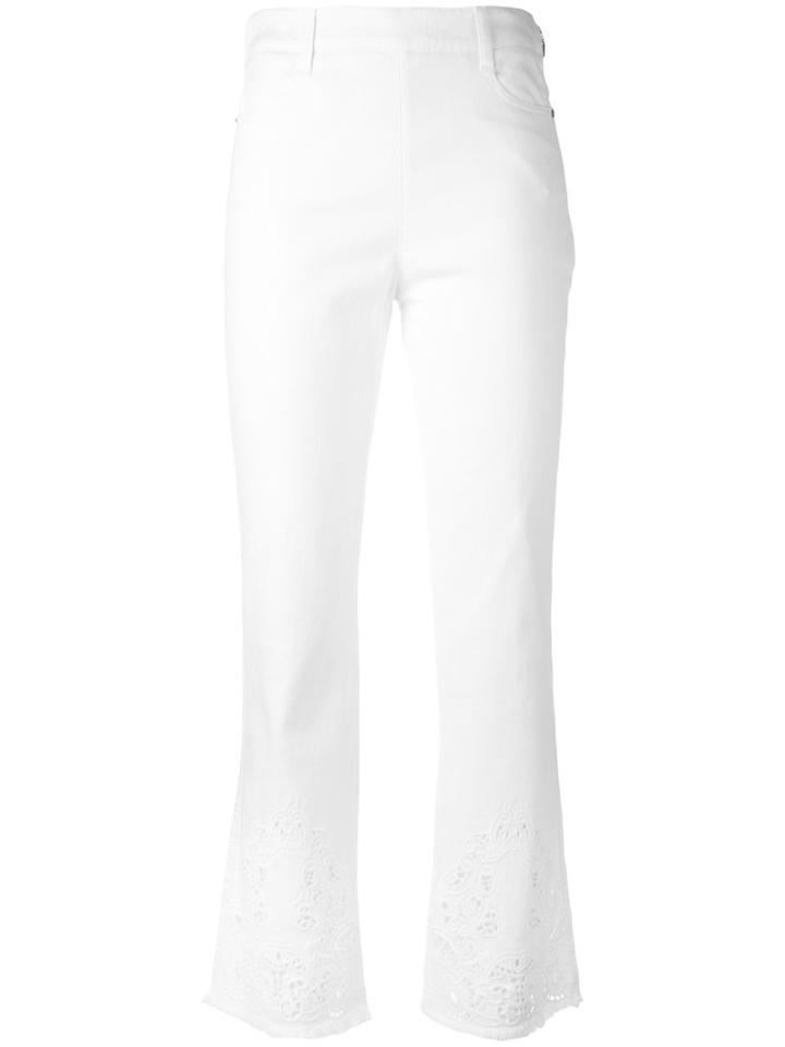 Ermanno Scervino - Embroidered Flared Trousers - Women - Cotton/polyester/spandex/elastane - 46, White, Cotton/polyester/spandex/elastane