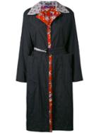 Y's - Printed Lining And Collar Coat - Women - Cotton/cupro - 2, Black, Cotton/cupro