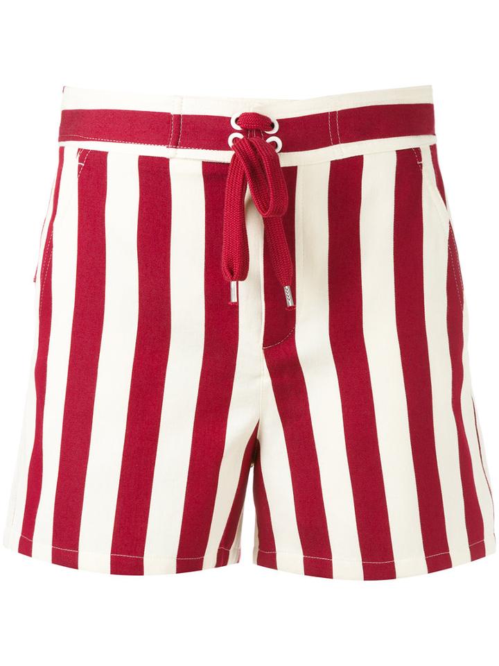Red Valentino - Striped Shorts - Women - Silk/cotton - 42, Silk/cotton