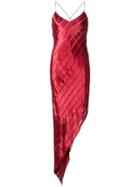 Michelle Mason Asymmetric Bias Cut Dress - Red
