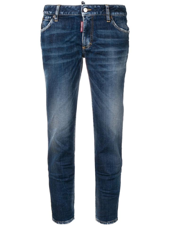 Dsquared2 Medium Waist Cropped Jeans - Blue