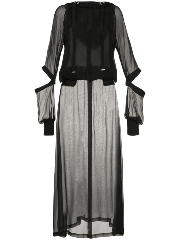 Taylor Long Sheer Flared Dress - Black