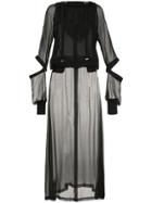 Taylor Long Sheer Flared Dress - Black