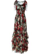 Dolce & Gabbana Daisy And Poppy Print Dress, Women's, Size: 40, Yellow, Silk/cotton/nylon