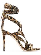 Giuseppe Zanotti Leopard Strappy Sandals - Brown