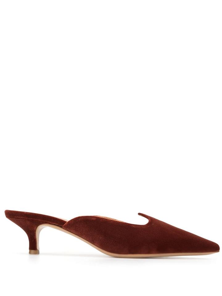 Le Monde Beryl Velvet Kitten Heel Mules - Brown