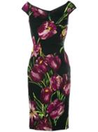 Dolce & Gabbana Floral Print Dress, Women's, Size: 46, Black, Silk/spandex/elastane