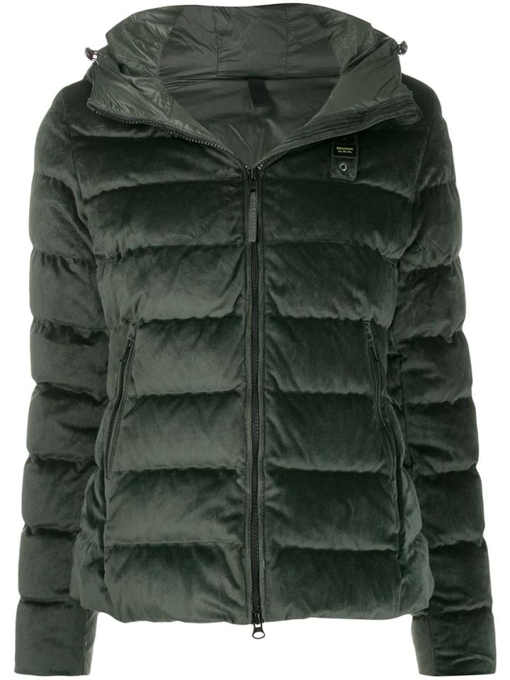 Blauer Velvet Hooded Jacket - Green