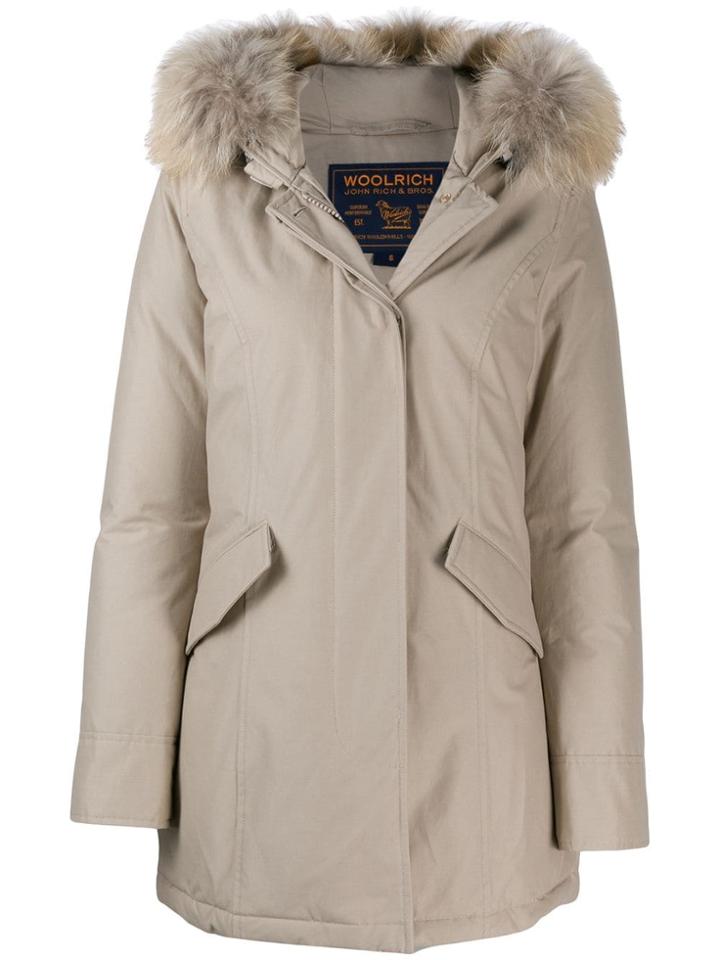 Woolrich Faux Fur Hooded Coat - Neutrals