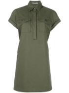 T By Alexander Wang Military Shirt Dress, Women's, Size: 6, Green, Cotton/spandex/elastane