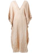 Forte Forte Deep V-neck Tunic Dress, Women's, Size: I, Nude/neutrals, Linen/flax
