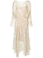 Preen By Thornton Bregazzi Sheer Floral Drop-waist Dress - Nude &