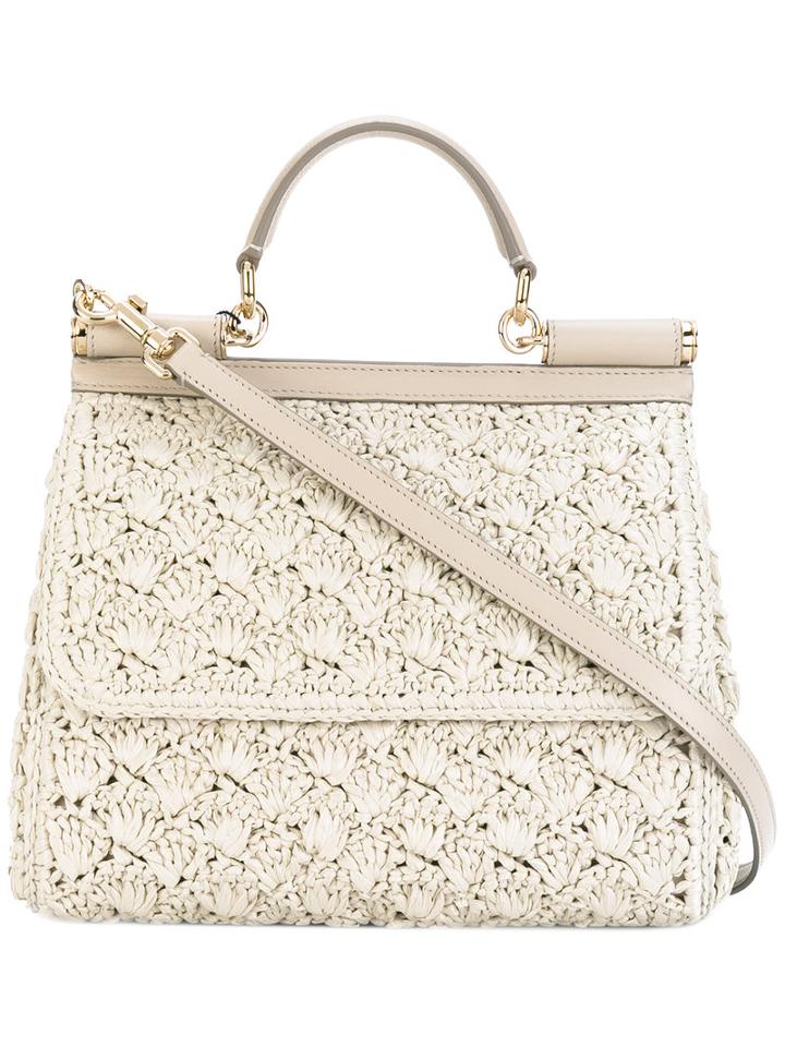 Dolce & Gabbana - Sicily Tote - Women - Raffia/leather - One Size, Nude/neutrals, Raffia/leather