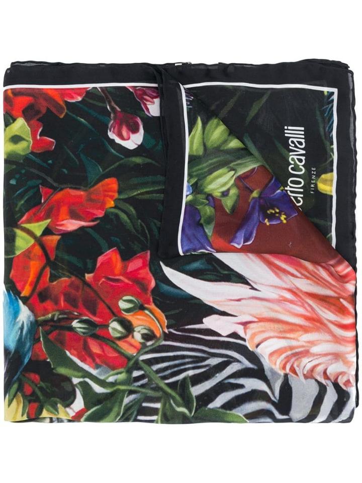 Roberto Cavalli Paradise Found Print Stole - Black