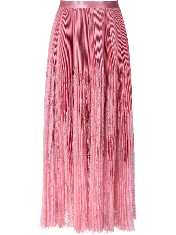 Alexander Mcqueen Pleated Lace Panel Skirt