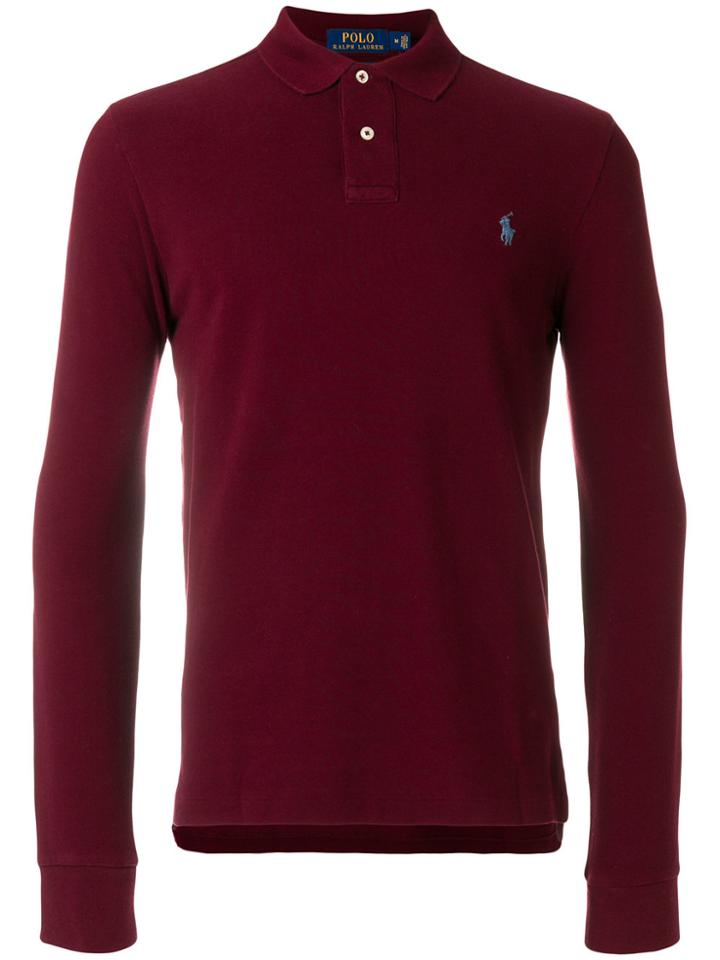Polo Ralph Lauren Long-sleeved Logo Polo Shirt - Red