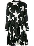 Msgm Star Print Flared Dress - Black