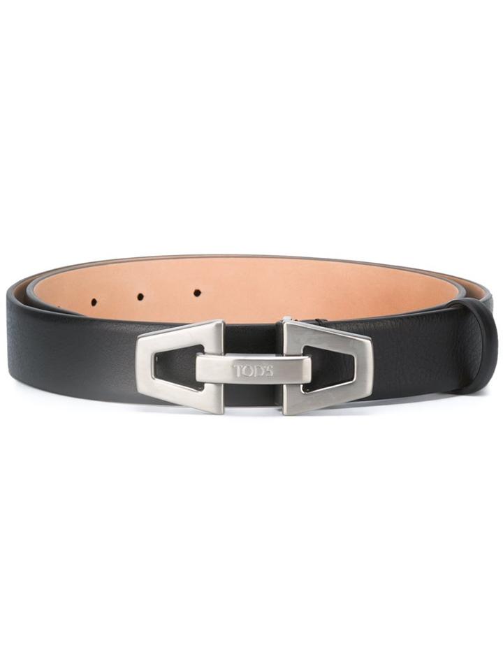 Tod's Silver-tone Hardware Belt, Men's, Size: 95, Black, Leather