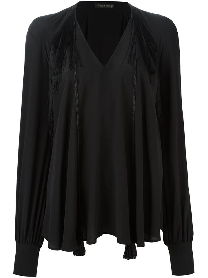 Plein Sud V-neck Blouse, Women's, Size: 36, Black, Silk/viscose