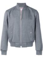 Thom Browne Rwb Stripe Ribbed Blouson Jacket - Grey